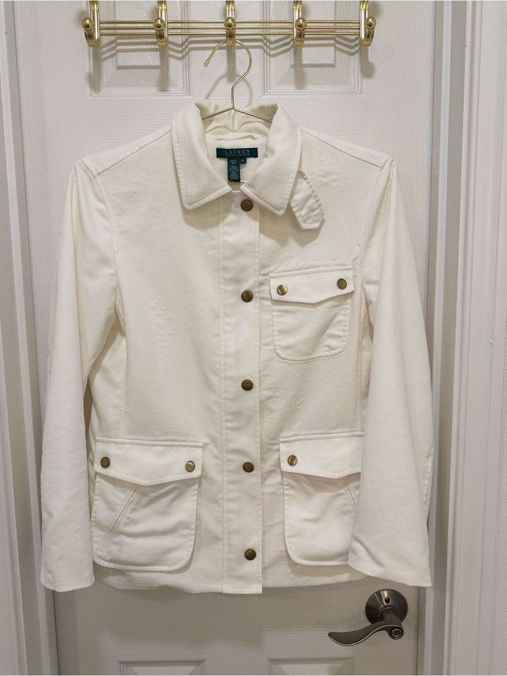 Ralph Lauren Women’s White Cotton Military Safari Utility Jacket EUC, Size M